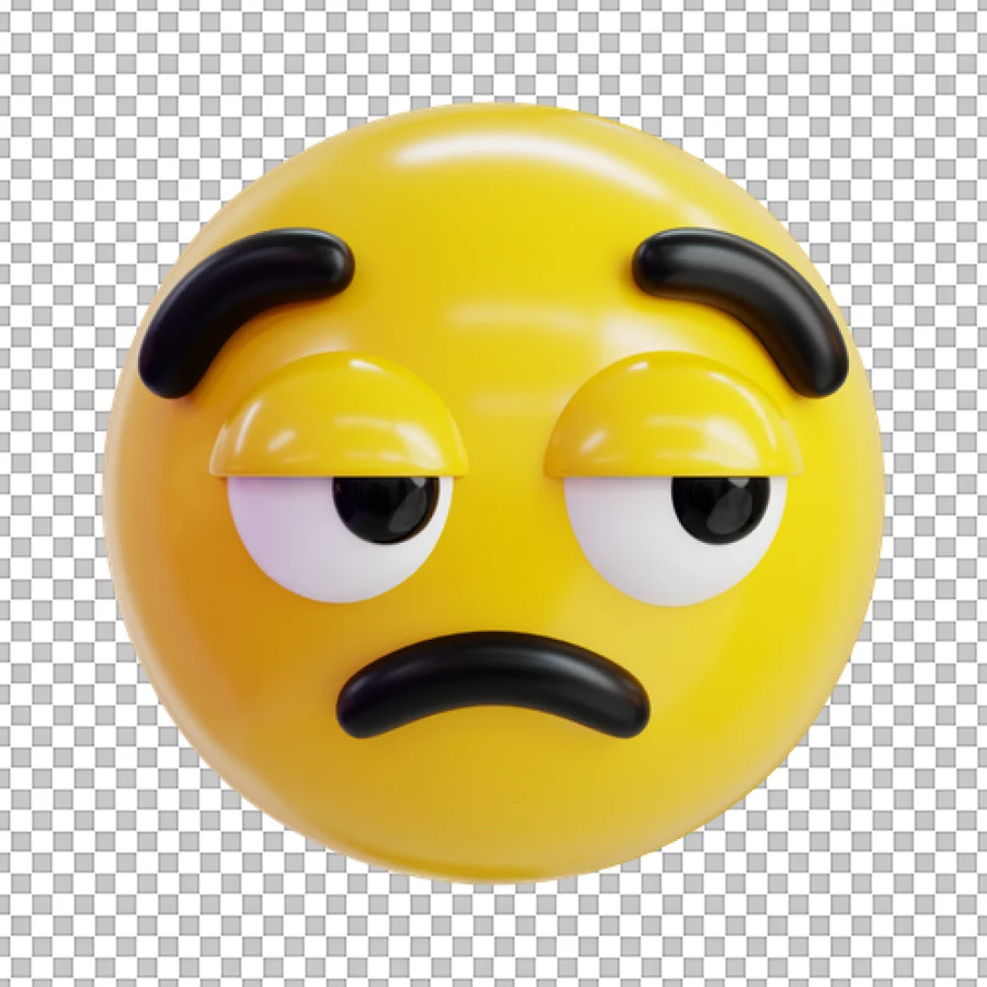 Bored Face 3D Emoji Icon Showing Tiredness and Exhaustion