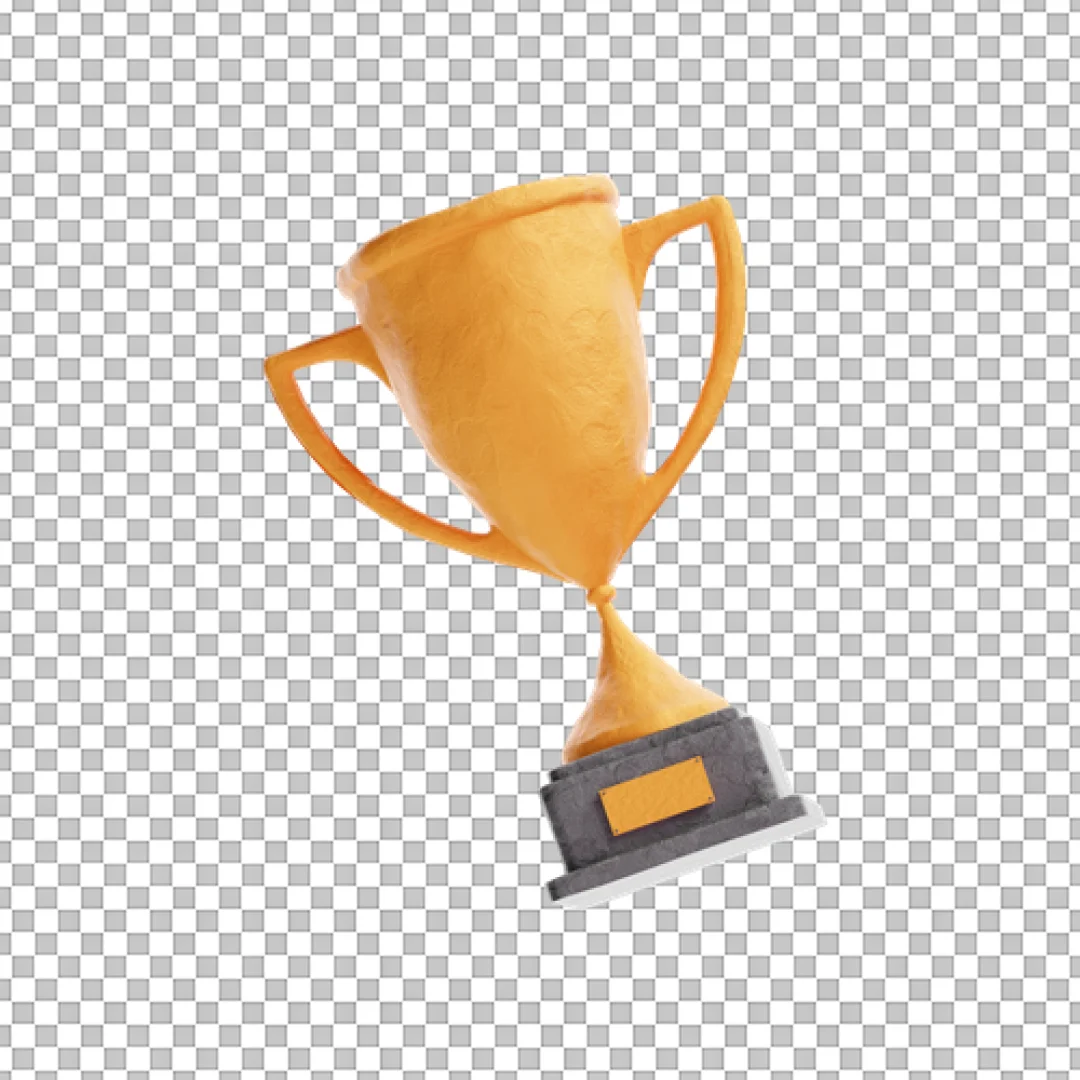 Gold Trophy Cup Clay Style 3D Icon PNG