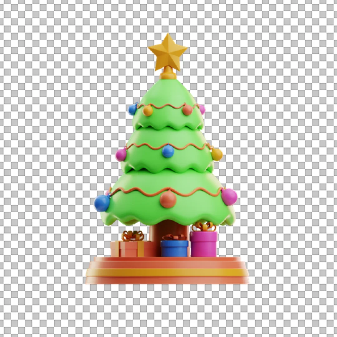 Christmas Tree On Stand With Presents PNG