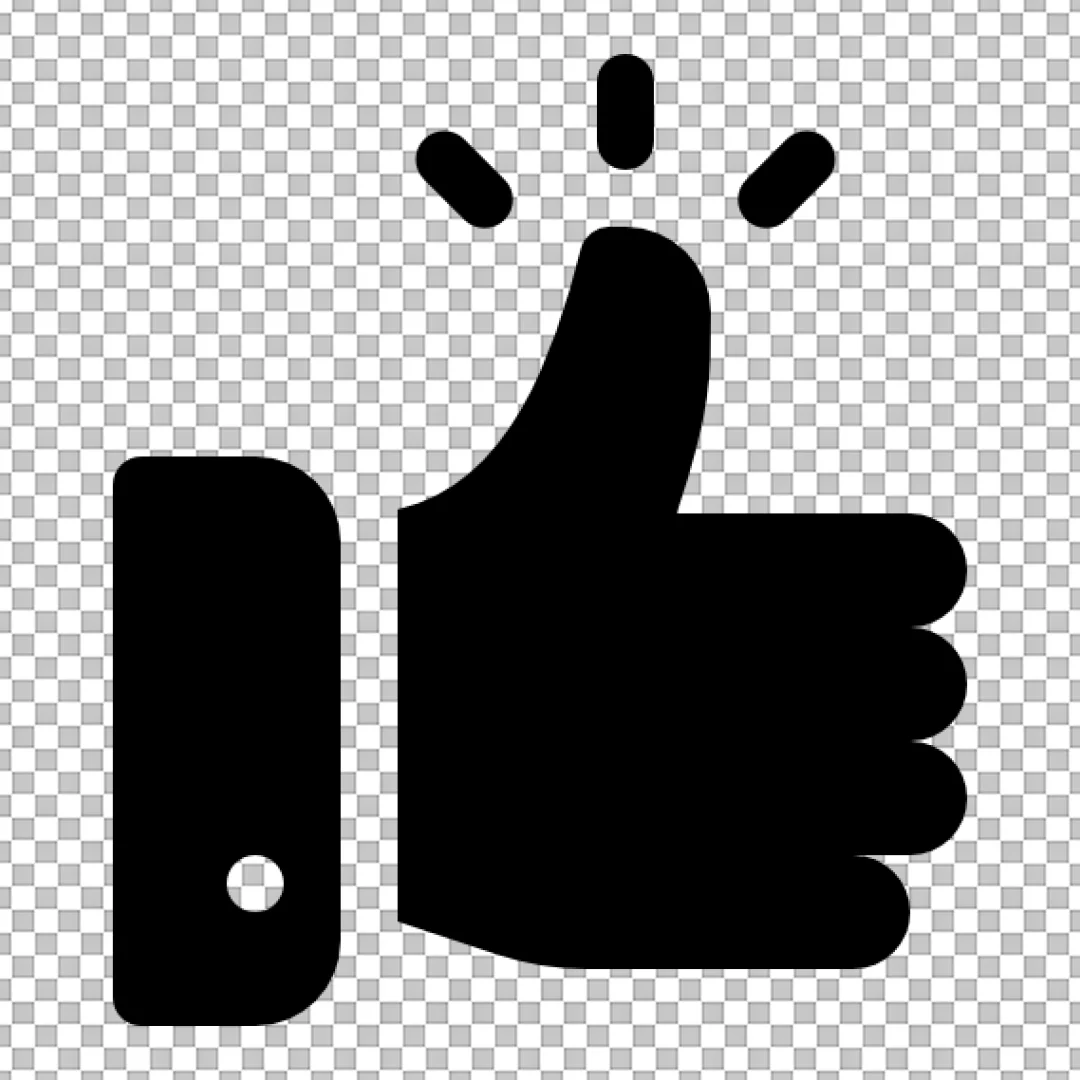 Black Thumbs Up Icon with Sparkles - Like Button Symbol