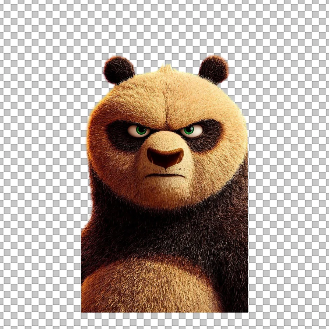 Serious Fluffy Panda Character Portrait PNG