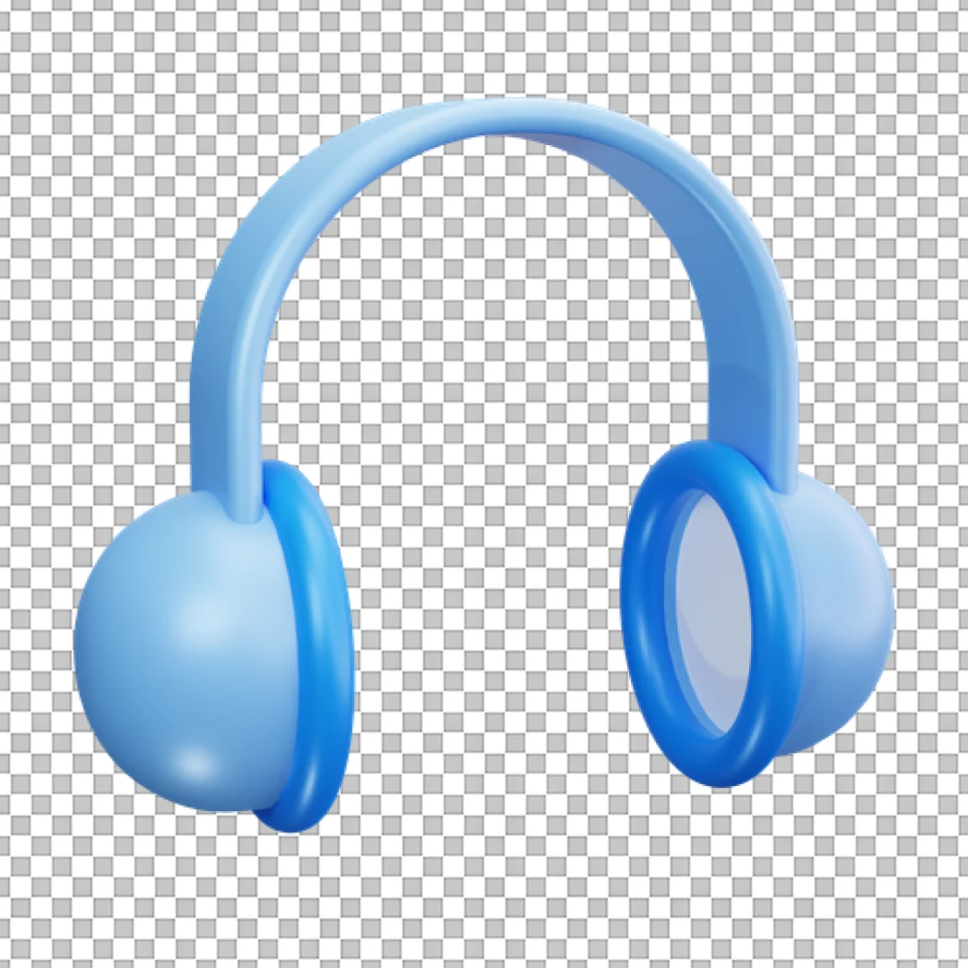 Blue Winter Earmuffs 3D PNG