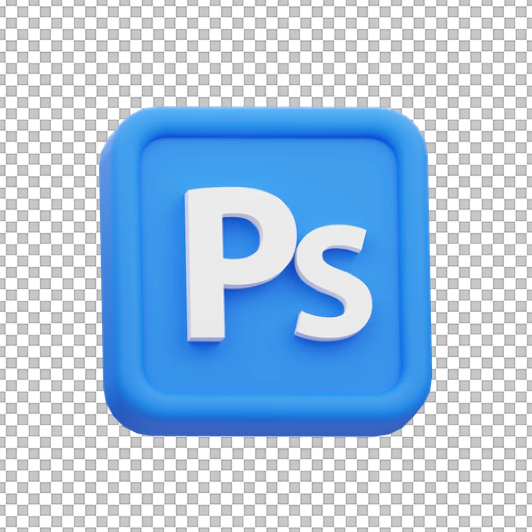 Light Blue 3D Adobe Photoshop Icon PNG