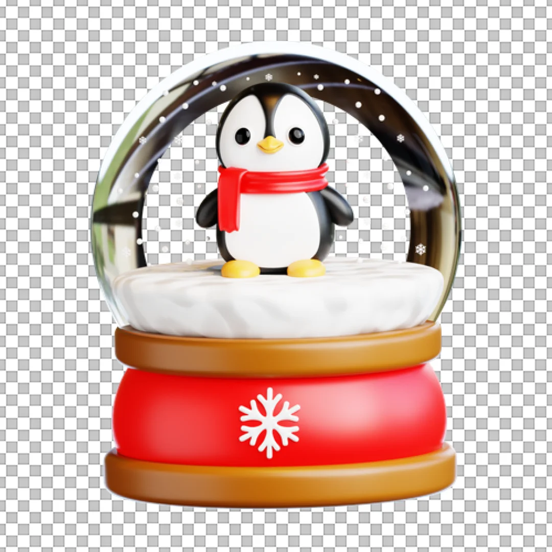 Penguin Snow Globe 3D PNG