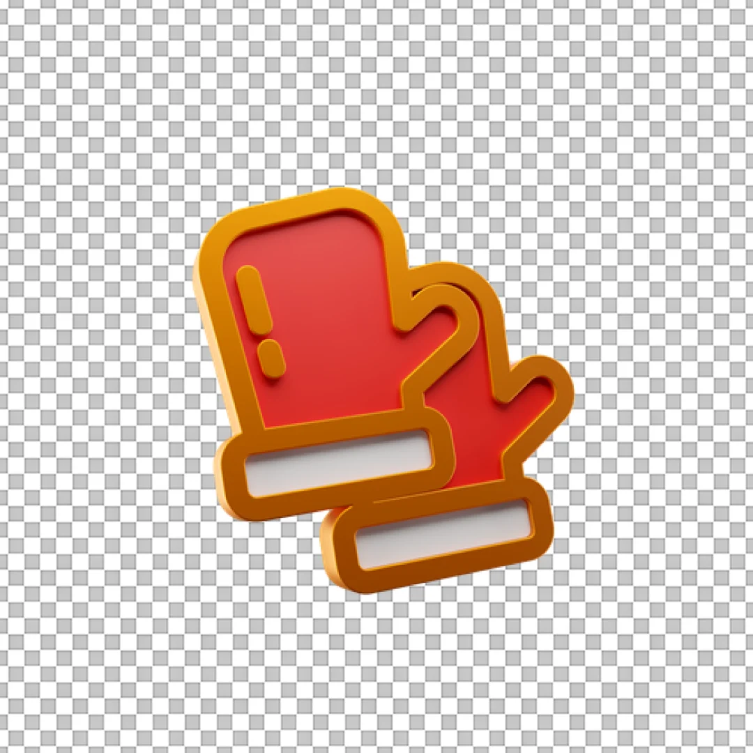 Pair Of Red Winter Mittens 3D Icon PNG