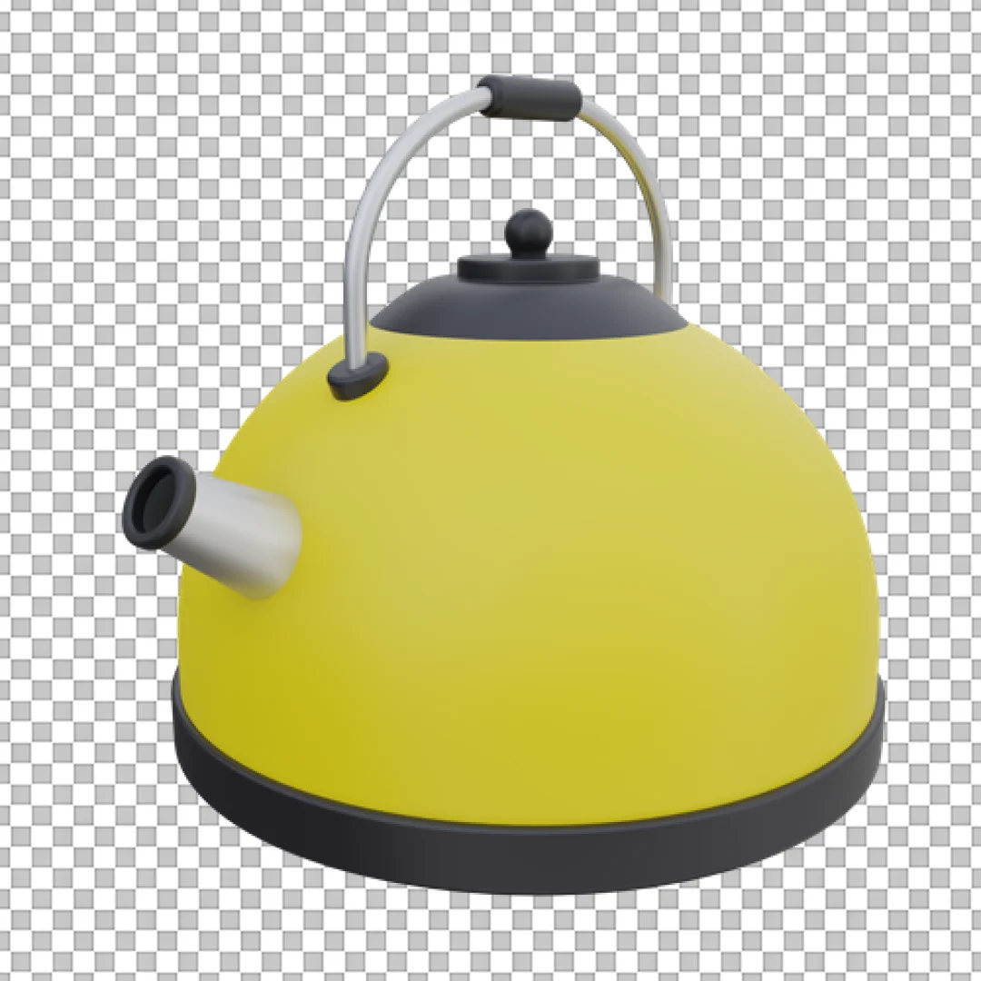 Yellow Stovetop Kettle 3D Icon PNG
