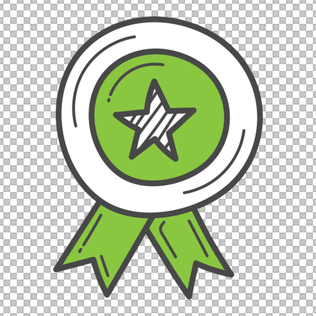 Hand Drawn Green Star Quality Award Badge Icon