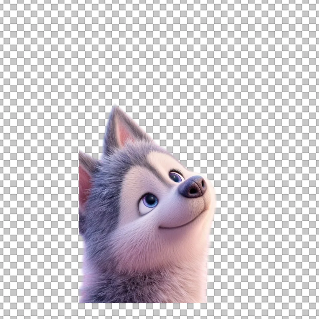 Cute Husky Puppy Looking Up PNG
