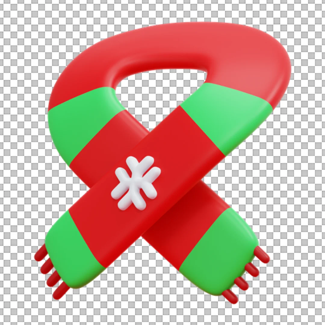 Red And Green Scarf 3D PNG