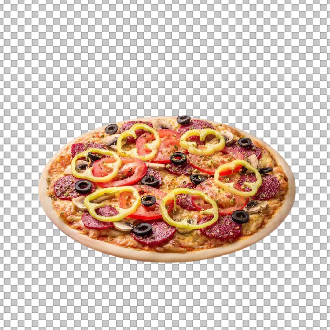 Italian Salami and Olive Pizza PNG