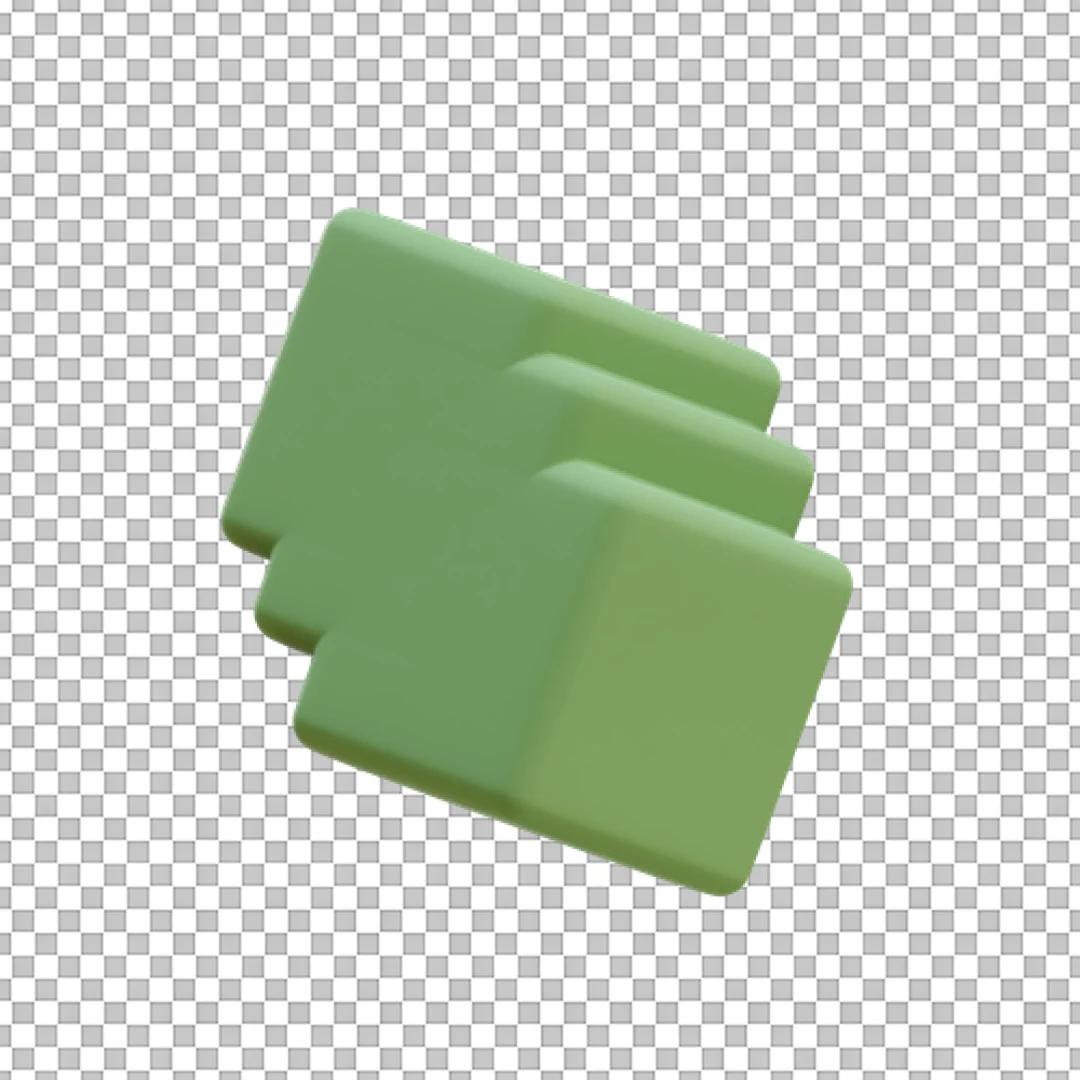 Triple Stacked Green 3D Icon - Layered Data Structure Graphic
