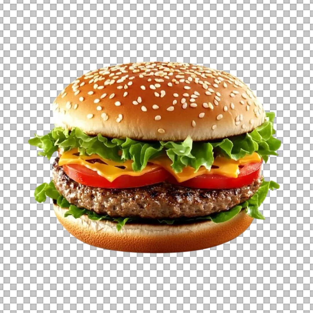 Classic Beef Cheeseburger Illustration PNG