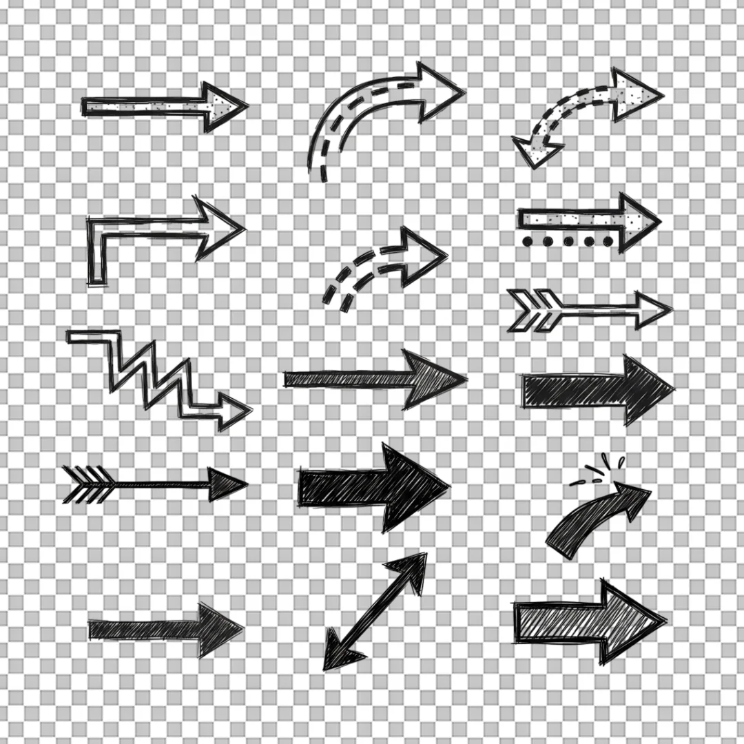 Bold Textured Arrow Doodles PNG