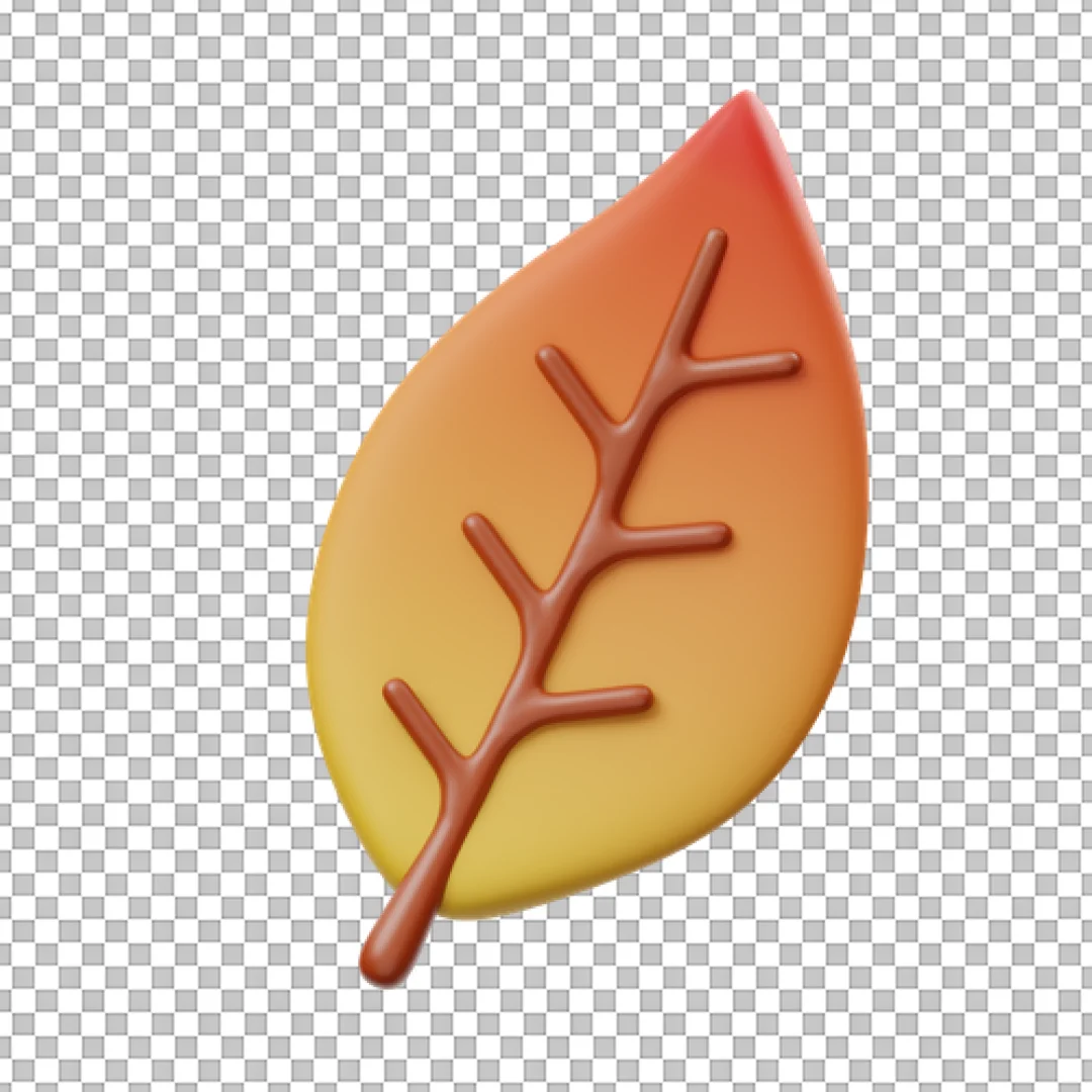Elongated Orange And Yellow Leaf PNG