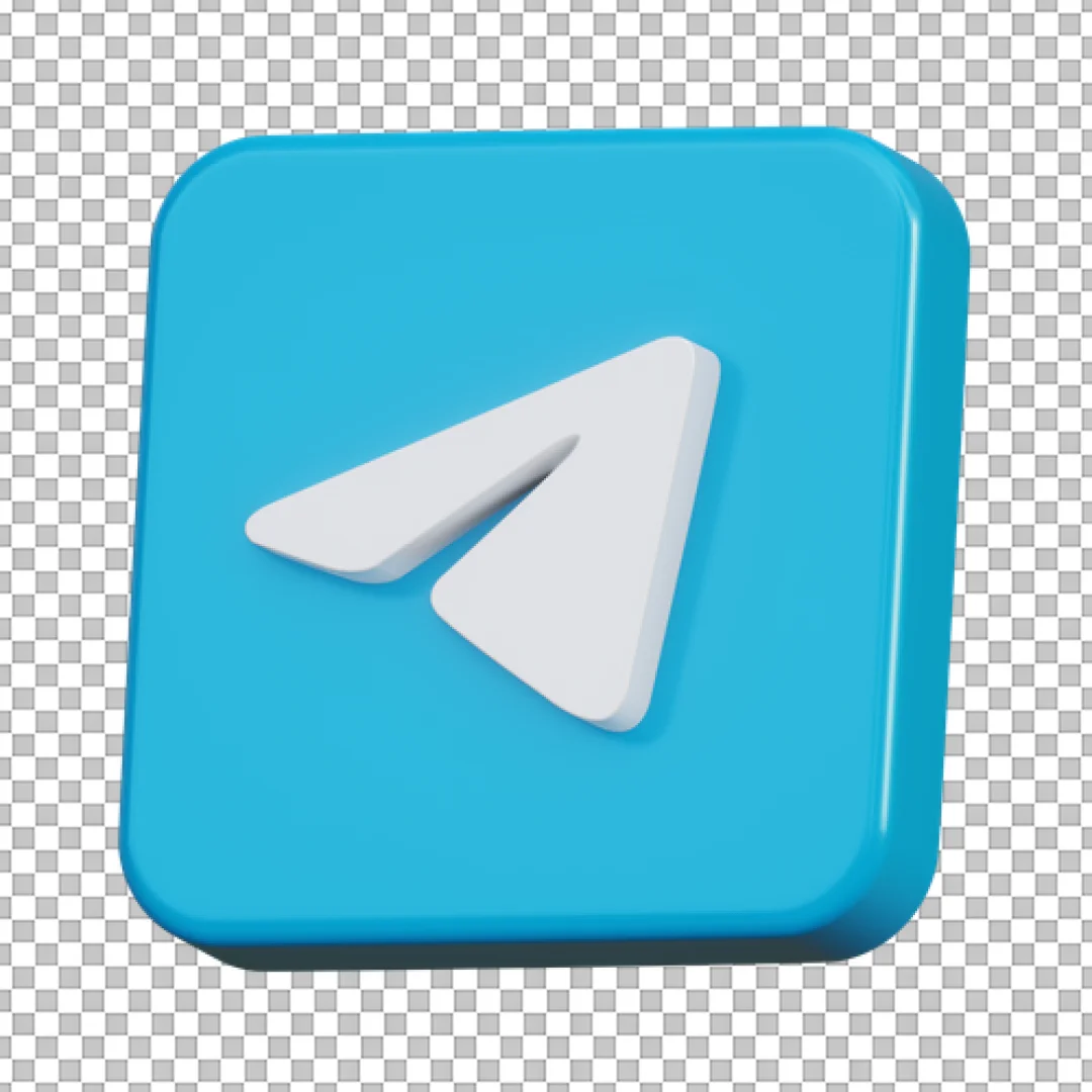 3D Telegram Icon Blue Square PNG