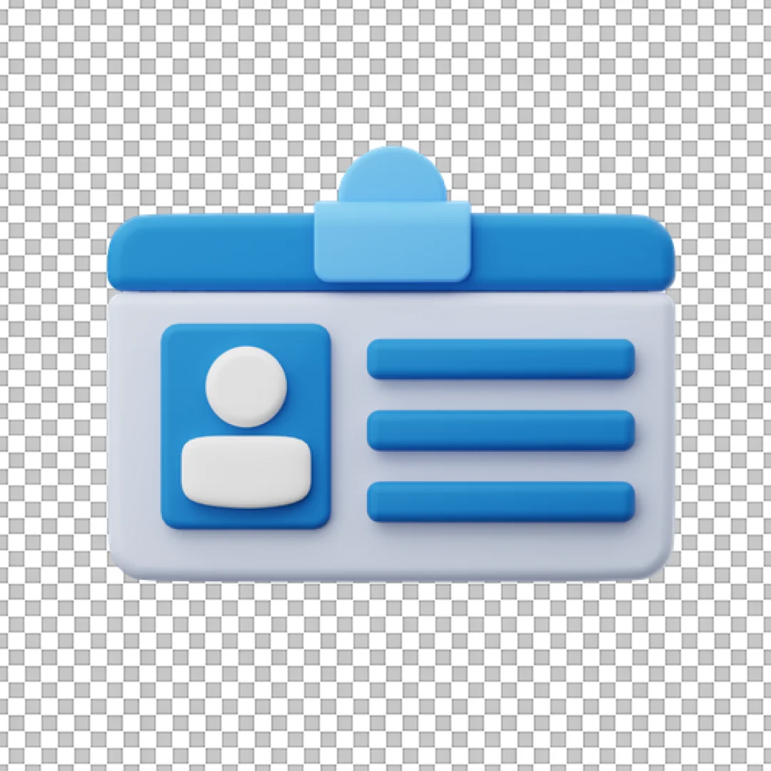 3D Rendered ID Card Icon for Identity and Access