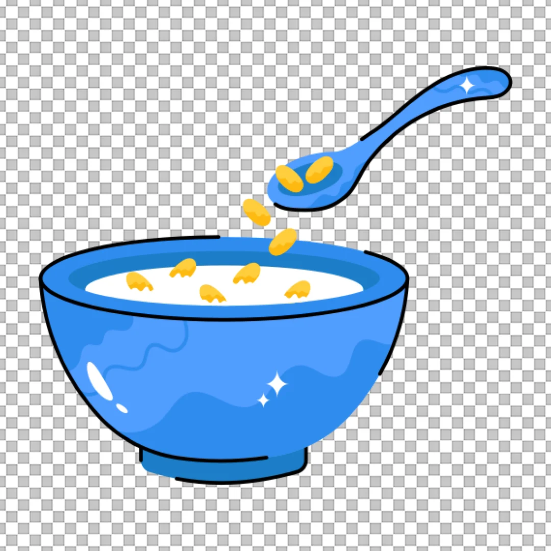 Blue Bowl of Cereal PNG