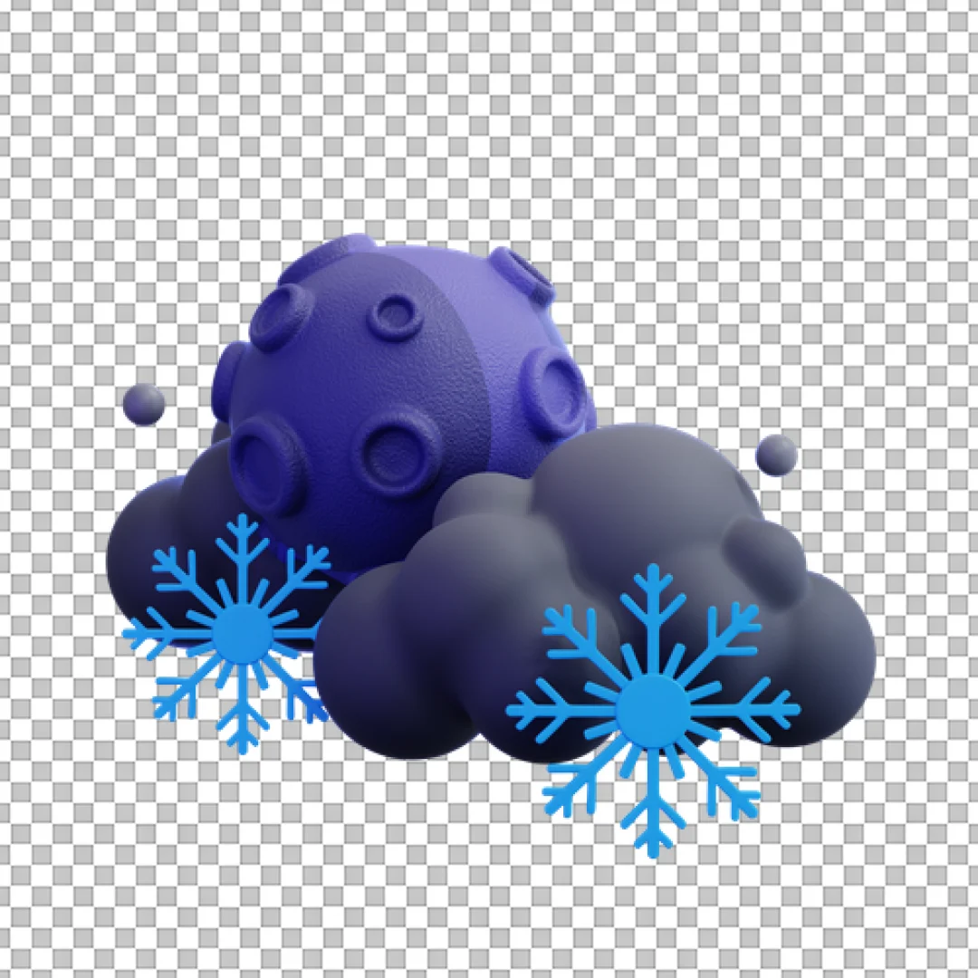 Night Planet Snowflakes 3D PNG