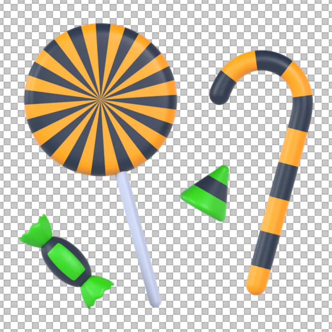 Halloween Candy Assortment 3D Food PNG