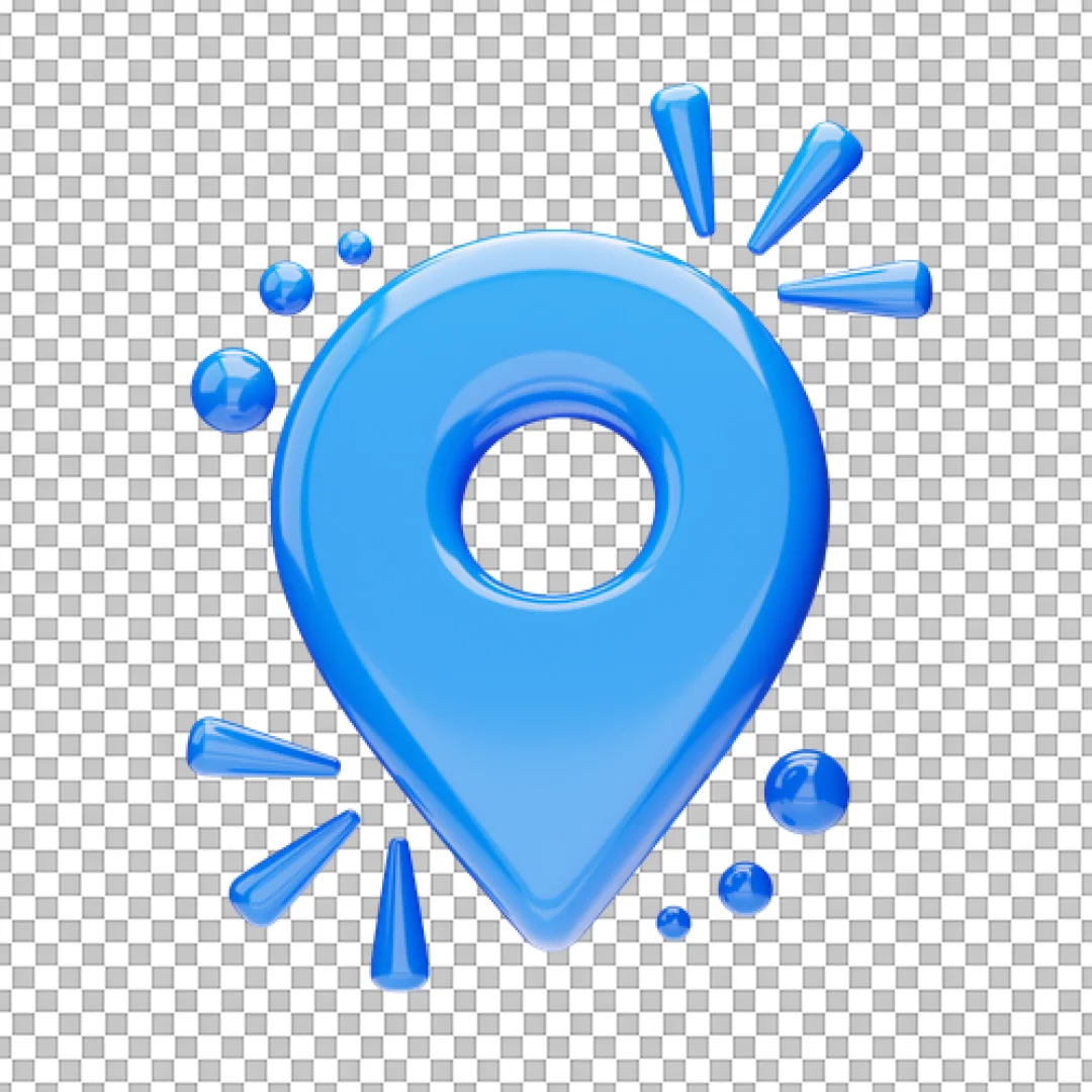 Blue Map Pin With Splashes PNG