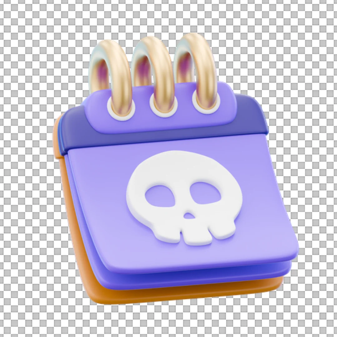 3D Halloween Calendar With Skull Icon PNG