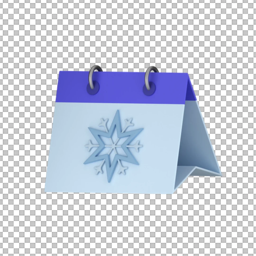 Blue Calendar Star Snowflake 3D PNG