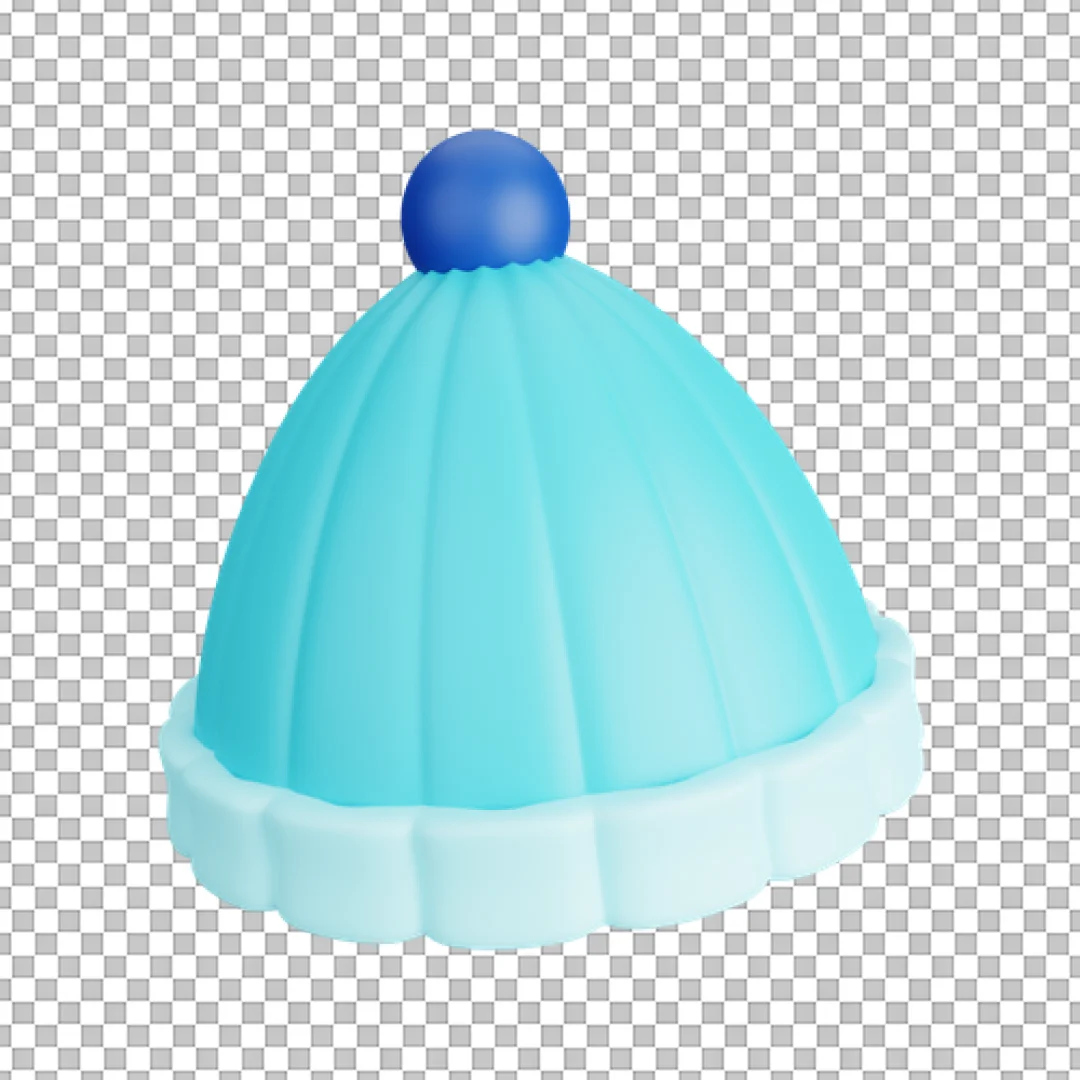 Cyan Ribbed Hat 3D Icon PNG