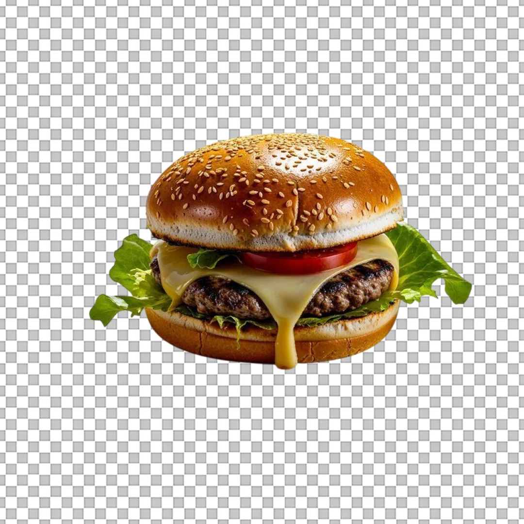 Burger with Dripping Melted Cheese PNG