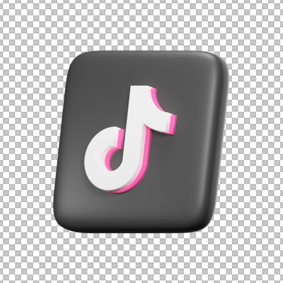 Black 3D TikTok Square Icon PNG