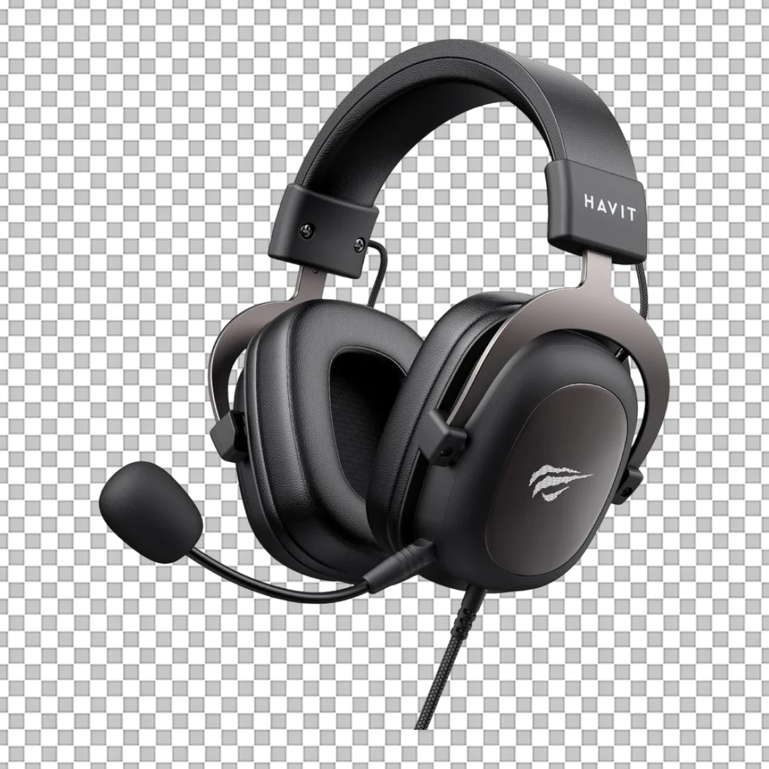 Black Gaming Headset With Microphone PNG