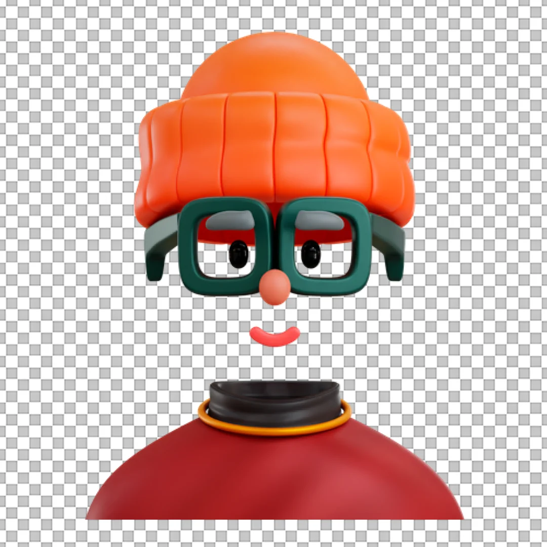Modern 3D Invisible Character Avatar in Orange Beanie and Glasses