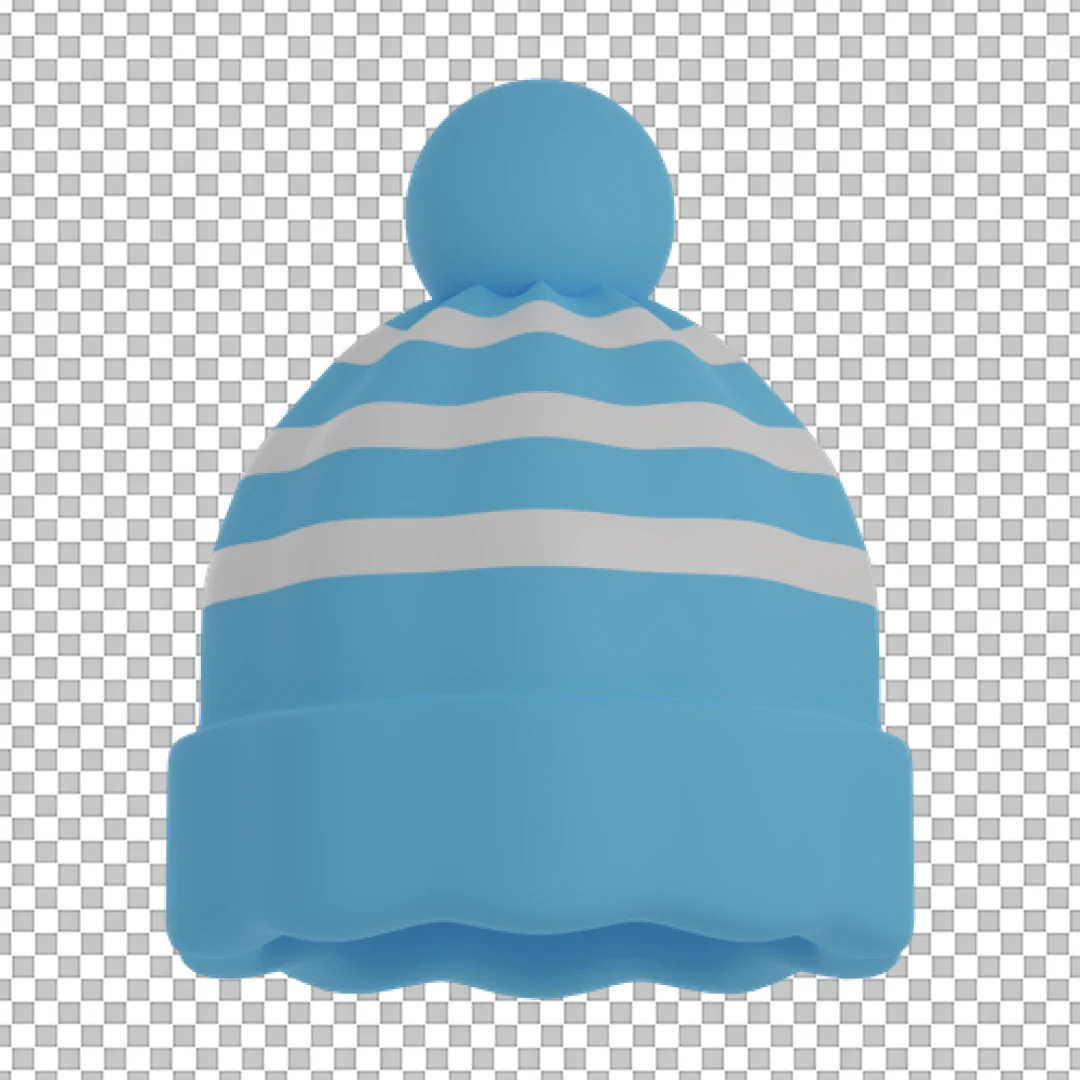 Blue Striped Winter Hat 3D PNG
