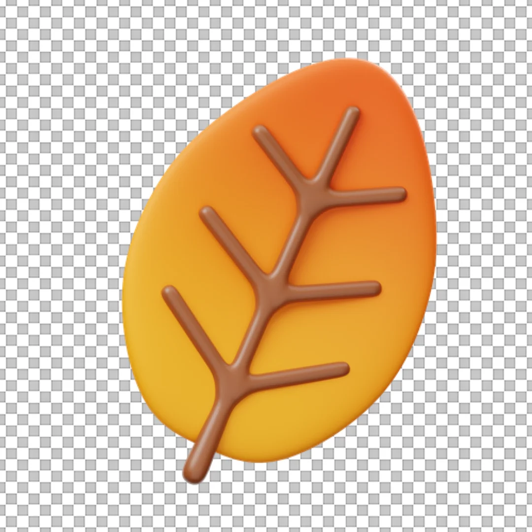 Oval Orange Leaf With Brown Veins PNG