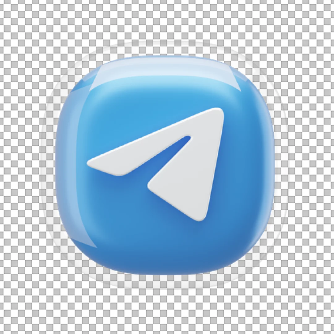 3D Glassy Telegram Icon PNG