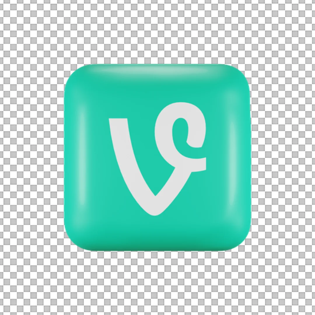 Vine Logo Green Square 3D Icon PNG