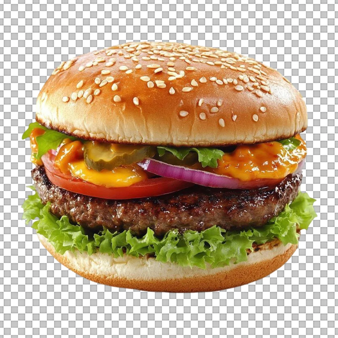 Cheeseburger with Relish and Red Onion PNG