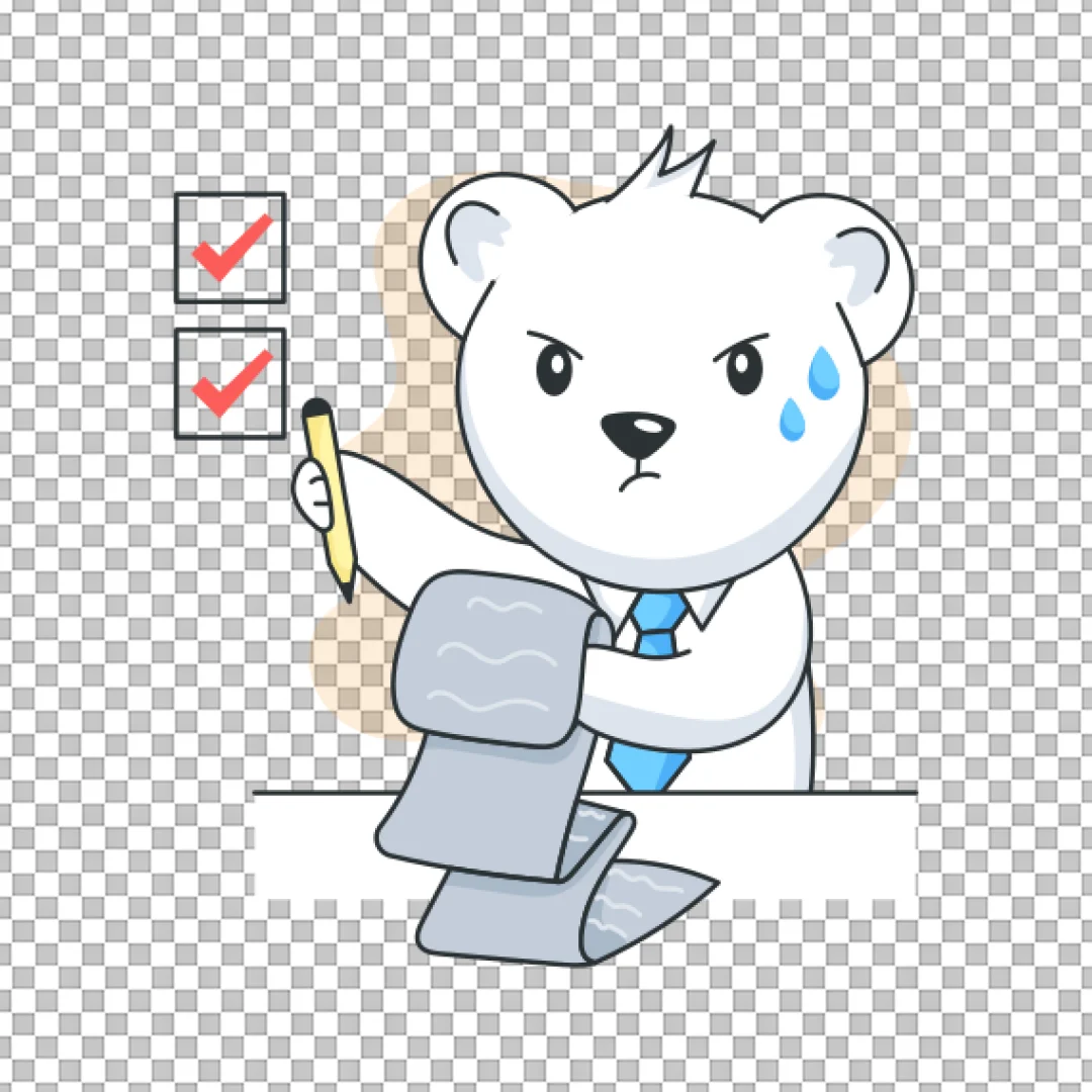 Stressed Bear With Long Checklist PNG