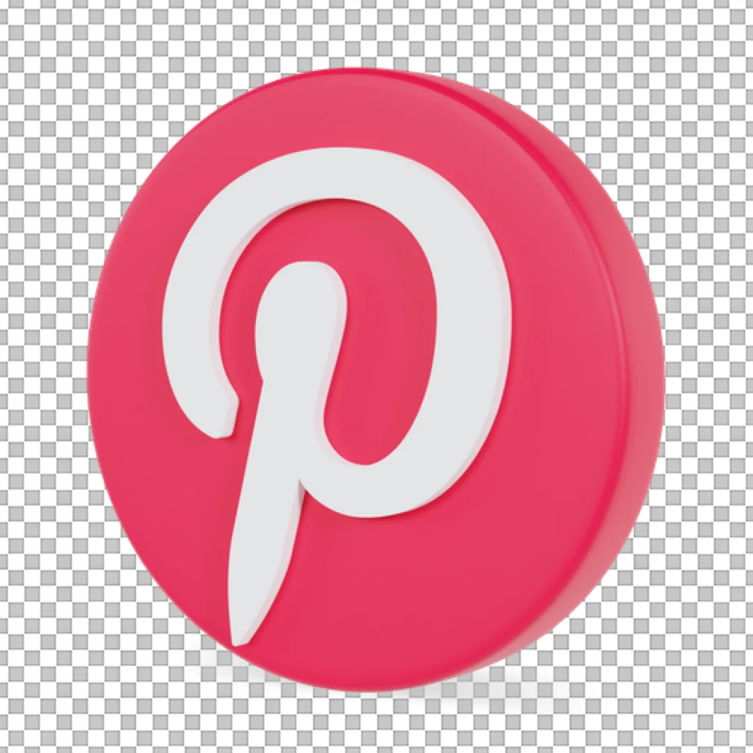 3D Tilted Pinterest Logo Icon PNG