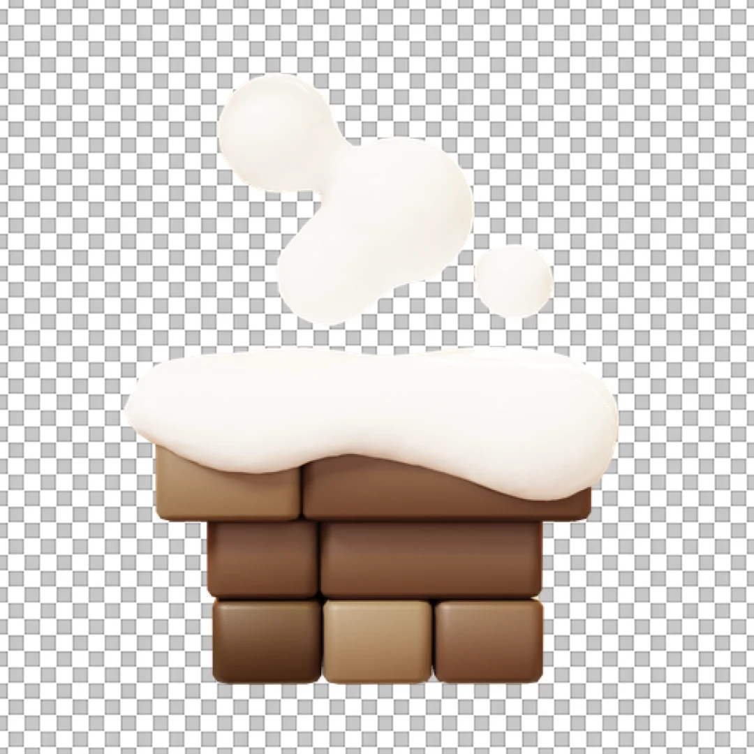 Snowy Brick Chimney with Smoke PNG