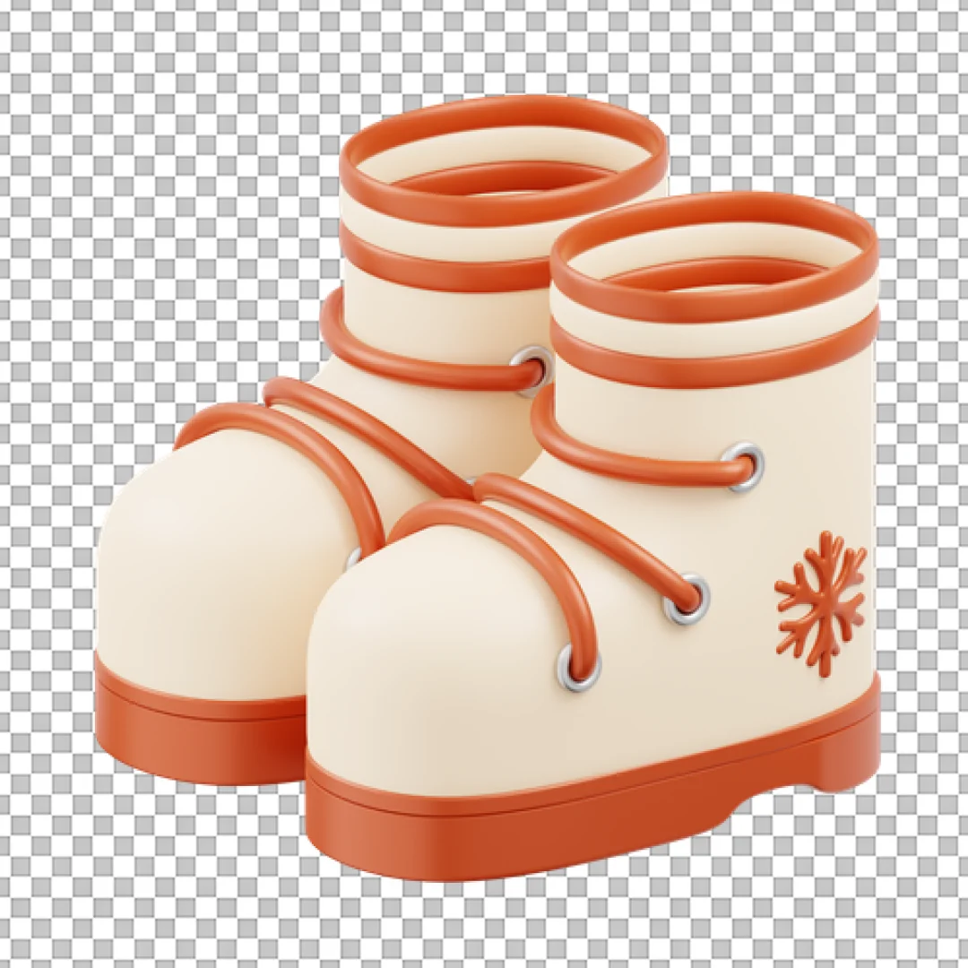 Cute 3D Winter Snow Boots PNG