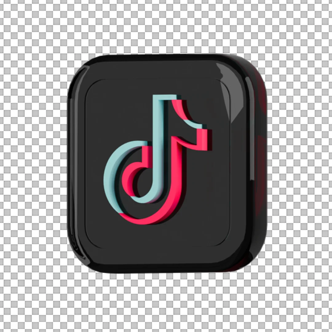 Black Glass 3D TikTok Square Icon PNG