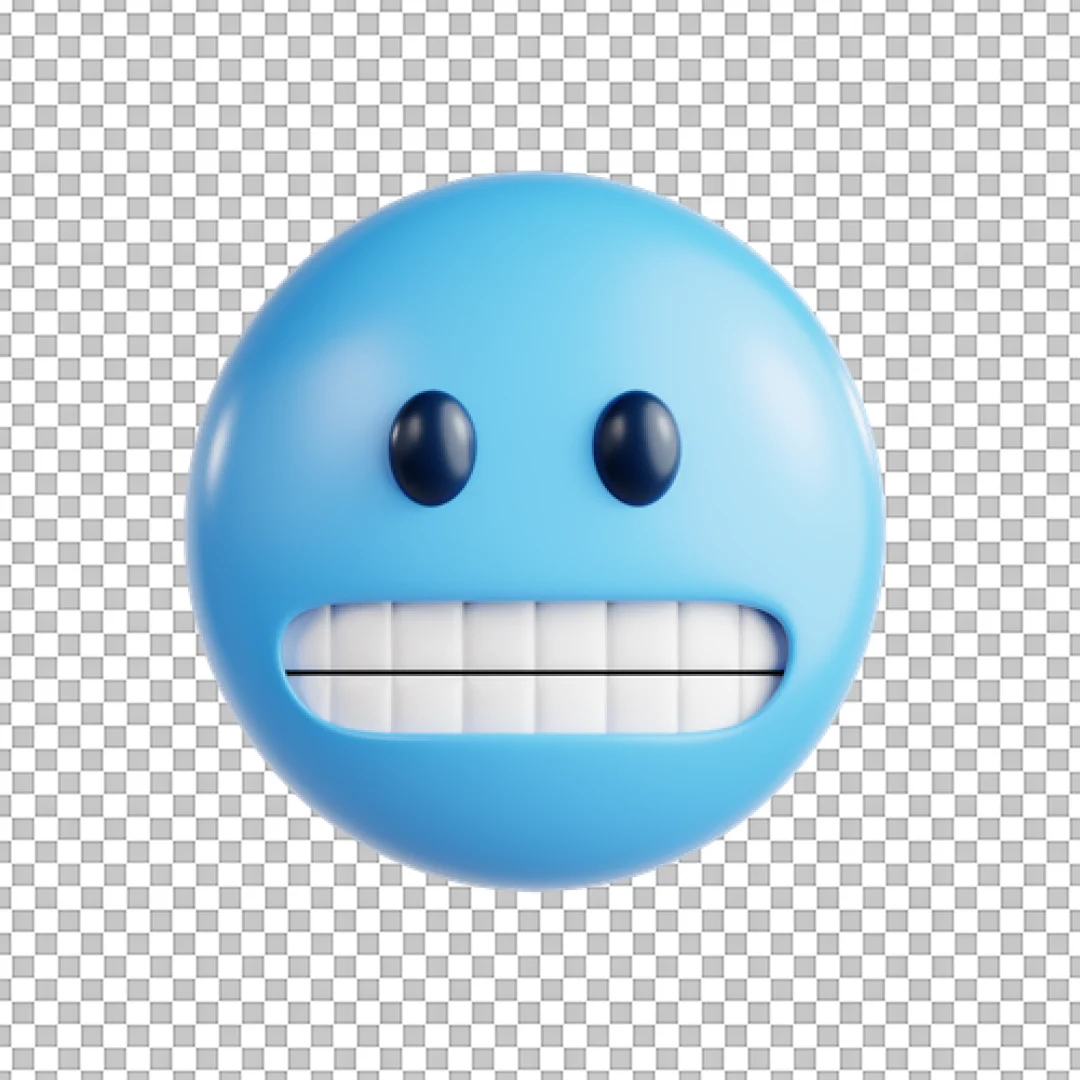 3D Cold Freezing Blue Emoji Icon Clenching Teeth