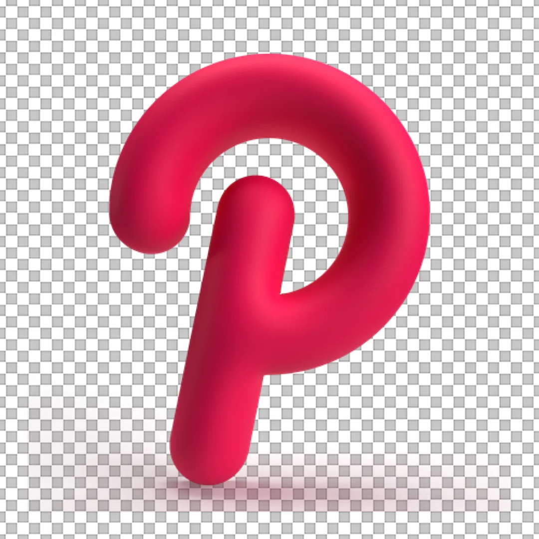 3D Floating Pinterest P Logo PNG