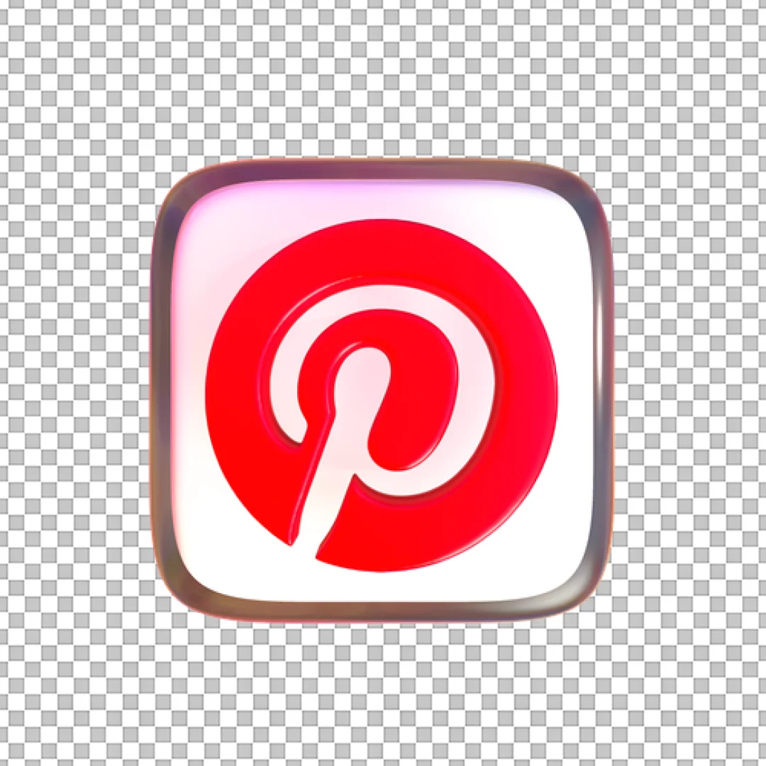 3D White Pinterest Logo Red Circle PNG