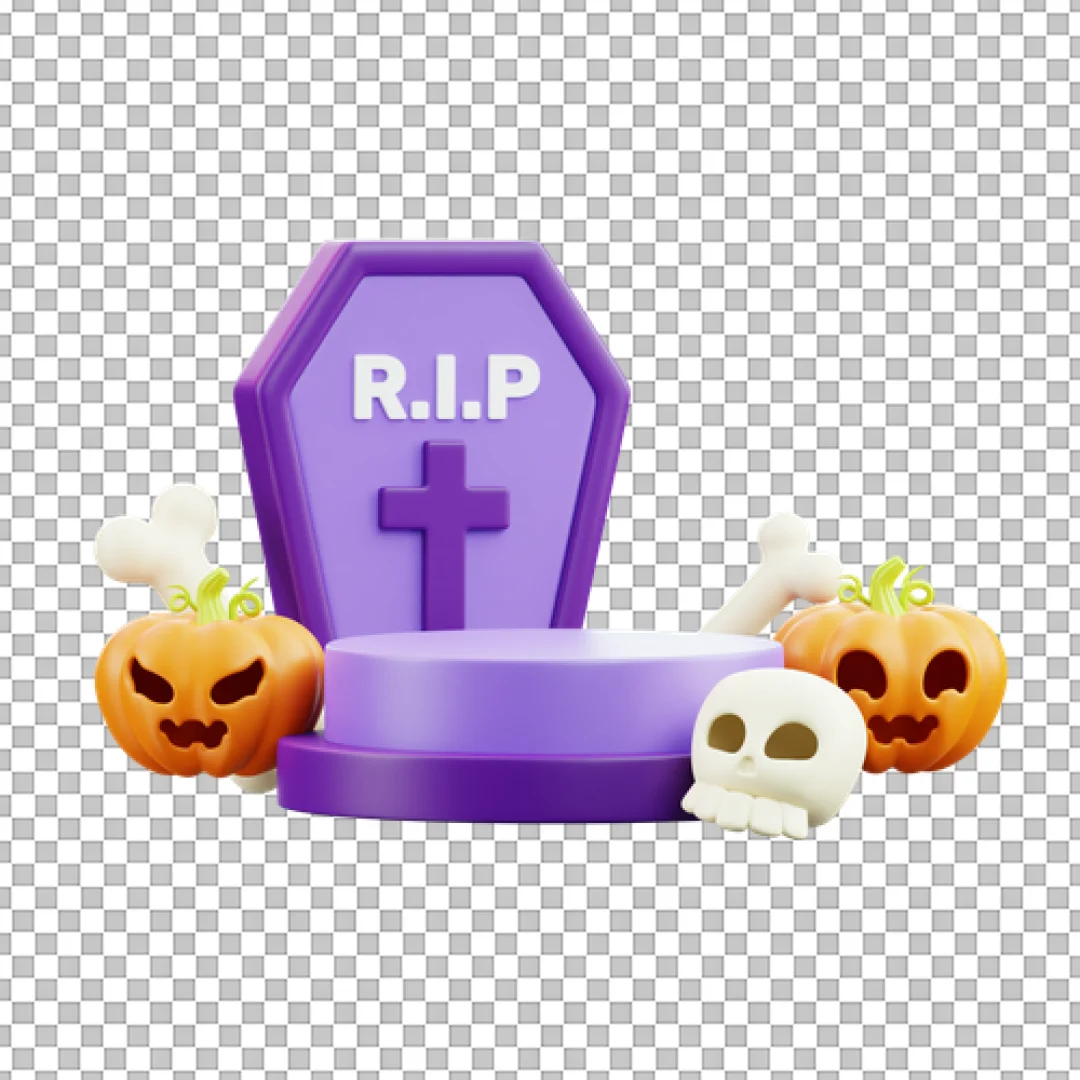 Purple Coffin Podium Display 3D Scene PNG
