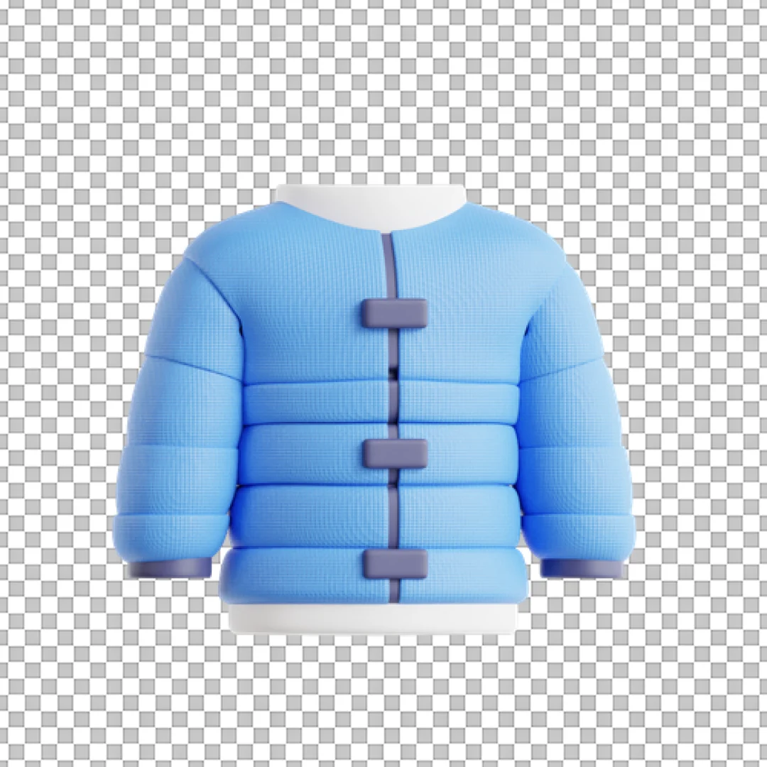 Blue Buttoned Jacket 3D PNG