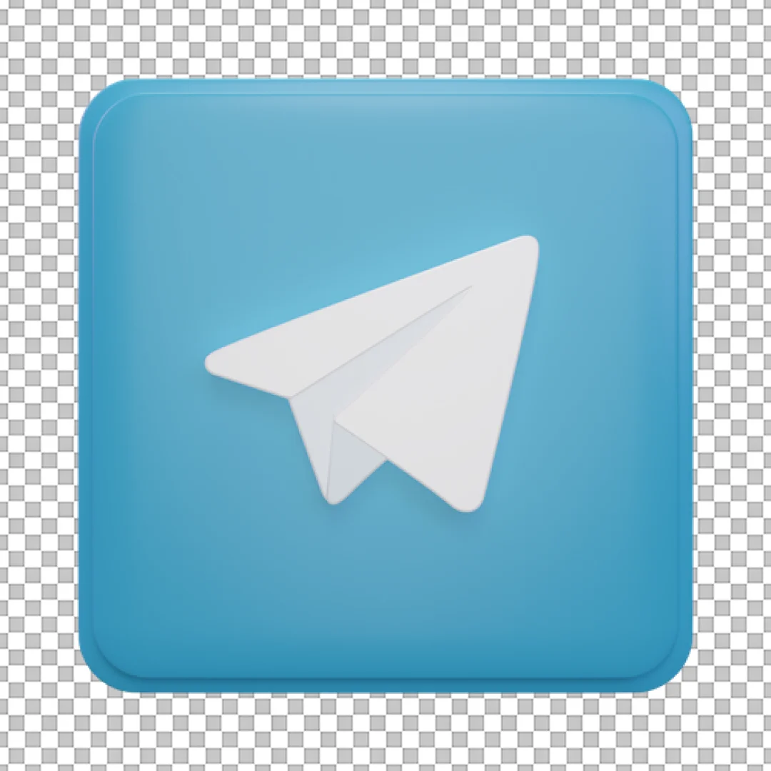3D Blue Telegram App Icon PNG
