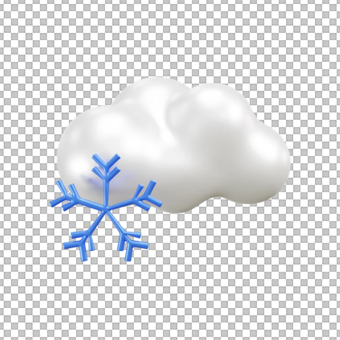 Cloud with Blue Snowflake Icon PNG