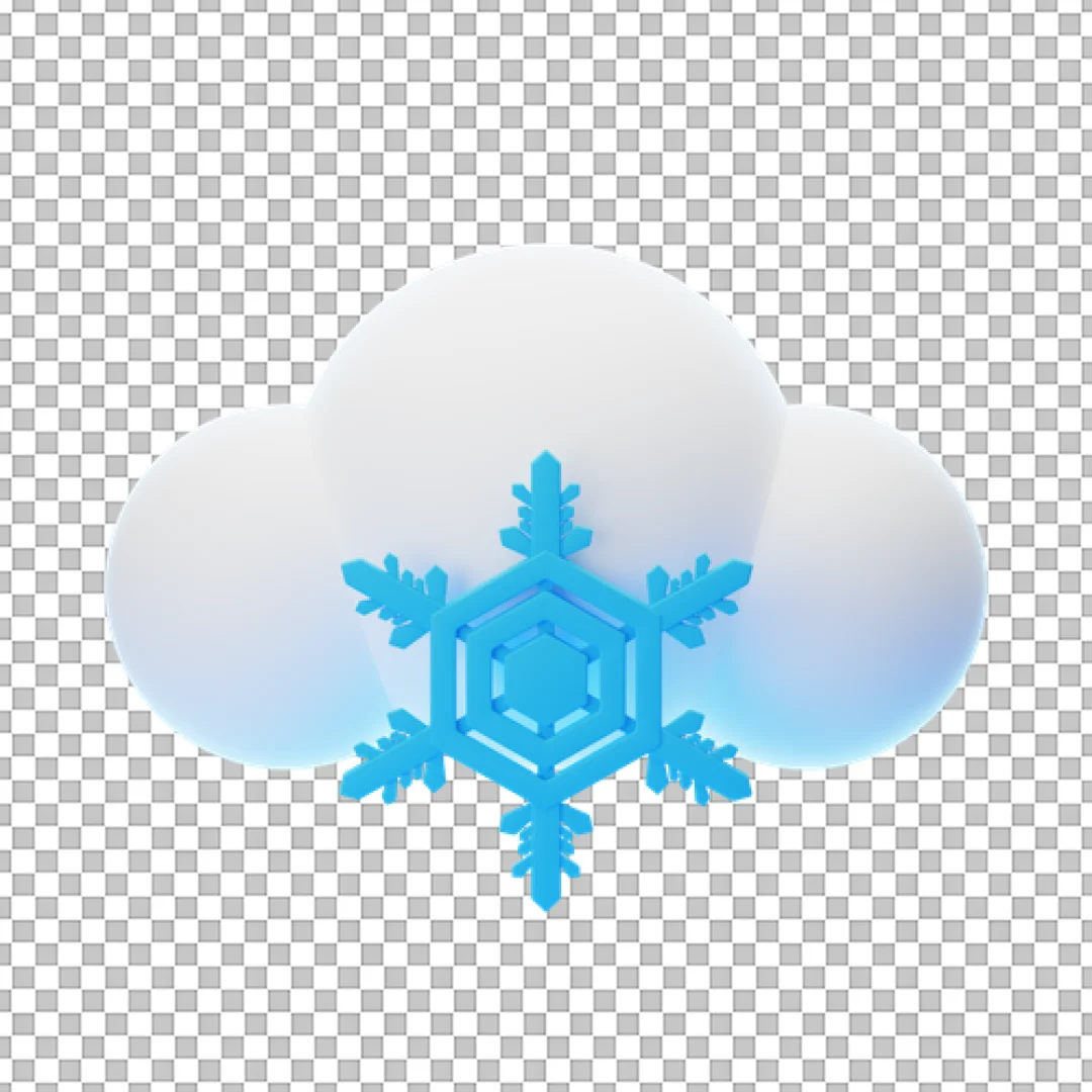 White Cloud Blue Snowflake 3D PNG