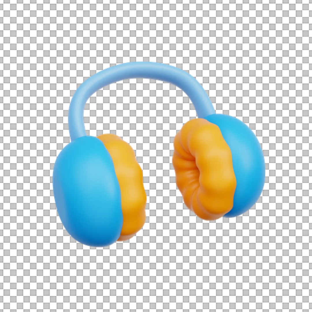 Blue And Orange Earmuffs 3D PNG